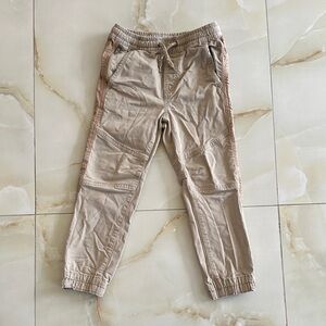 Kids Cotton Beige Pants with Side Trim